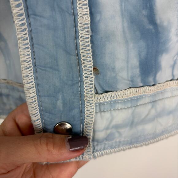 VINTAGE White Stag Nylon Jacket Acid Blue Wash Snap Button M - Picture 5 of 8